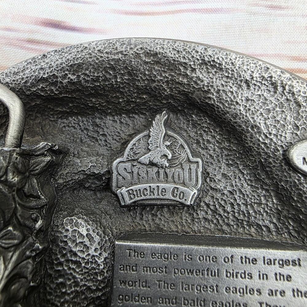 Vintage 1987 Siskiyou Buckle Co Bald Eagle Belt Buckle USA American Bird Steel - Picture 7 of 11